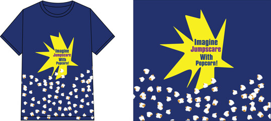 imagine jumpscare with  popcorn t-shirt design vector illustration