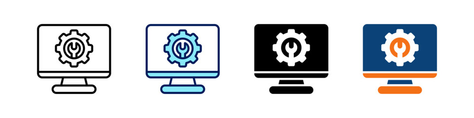 Remote It Support All In One Icon Multi Styles Vector Set