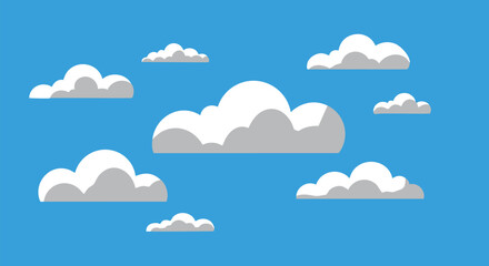 Blue Sky with Various Cartoon Clouds