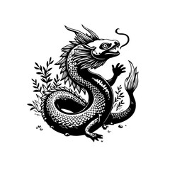 Intricate vector illustration of a chinese dragon mythology concept design isolated on white background