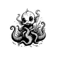 Enchanting creature amalgamation blending sea life elements creating whimsical artwork that sparks imagination for underwater tales and creative design