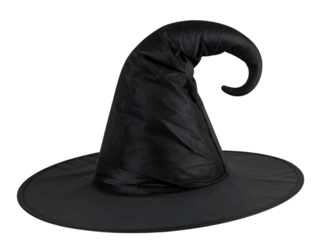 Witch’s hat with curled tip isolated on transparent background