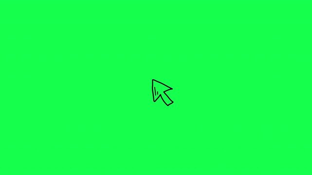 Doodle Cursor Arrow Animation Green Screen | Hand Drawn Click Pointer Effect