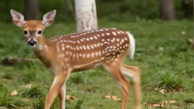 chital or cheetal - Axis axis, spotted deer, chital deer, axis deer goatling at green background. Photo from Wilpattu National Park in Sri Lanka.