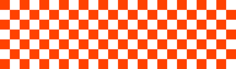 Checkerboard banner pattern of red and white color with repeating square tiles, ideal for headers, signage, visual cues, and decorative design us