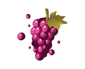 Grapes fruits. Red Purple grapes with a bunch circling around the fruits