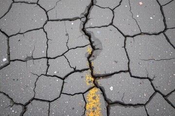 Obraz premium wide road surface with cracks along joints from repeated thermal cycling daily expansion and nightly contraction degrading integrity no punctuation marks or strange symbols here