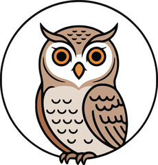 Fototapeta premium Abstract Owl Vector with Striped Background, Geometric Plumage and Intense Stare, Graphic Design