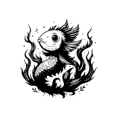 Stylized aquatic creature illustration with intricate details evoking fantasy and otherworldly feel and magic essence