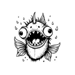 Obraz premium Monster with large eyes and sharp teeth creating a spooky and whimsical illustration style design