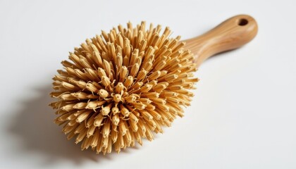 a high resolution, ultra sharp isolated bathing brush made from sun dried herb blend, placed on a pure white background with no shadow or minimal soft shadows only