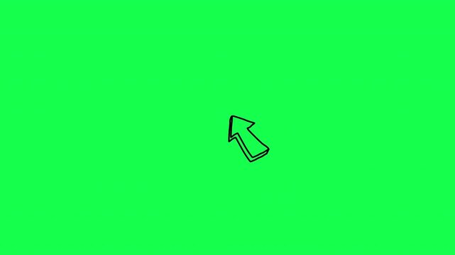 Doodle Cursor Arrow Animation Green Screen | Hand Drawn Click Pointer Effect