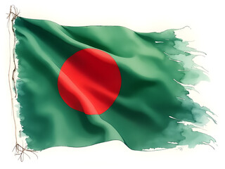 flag of Bangladesh with watercolor. water color painting