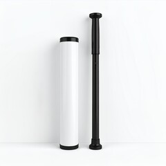 Fototapeta premium Minimalist Presentation of Cylindrical Objects for Product Visualization on white background