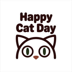 Happy cat day typography with a cat face vector illustration
