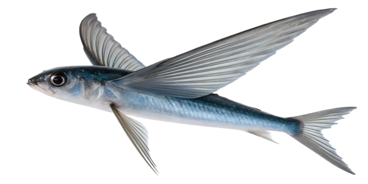 flying fish on white background
