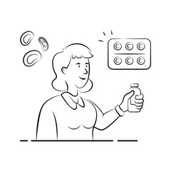 Female patient holding medicine bottle concept of immune system