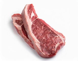 Two Raw Sirloin Steaks Isolated on White Background Perfect for Grilling Recipes