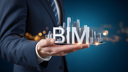 Professional hands showcase modern BIM city model, symbolizing construction innovation and urban development opportunities.