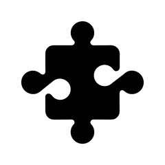 Puzzle piece silhouette icon for connection and solution concepts with transparent background