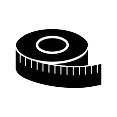 Tape measure silhouette icon in rolled shape ideal for tools or size visuals with transparent background