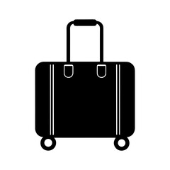 Suitcase silhouette icon with handle and wheels great for travel visuals with transparent background