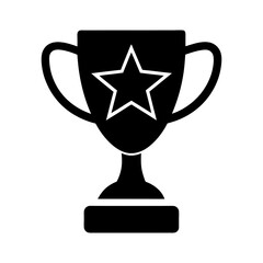 Trophy cup silhouette icon with center star ideal for award design with transparent background  