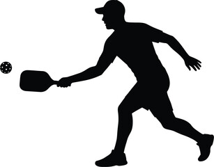 Pickleball player silhouette in action