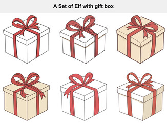 Fototapeta premium Set of Christmas Gift Boxes With Ribbon Bows