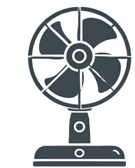 Isolated on white, this retro electric fan with black metal blades is a vintage object for cooling air