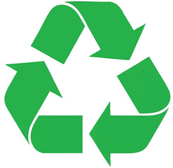 Green recycle symbol with arrows on a white background, an eco-friendly sign for environmental conservation