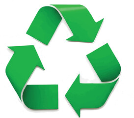 Obraz premium Green recycling symbol on a white background, an eco-friendly sign of environmental protection and reuse