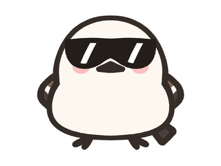 サングラスをかけたゆるいシマエナガのイラスト素材