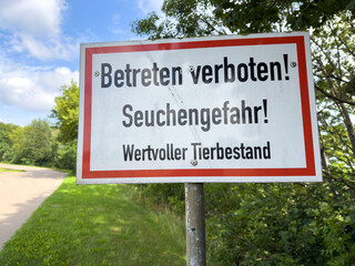 Betreten verboten Schild Seuchengefahr Symbol
