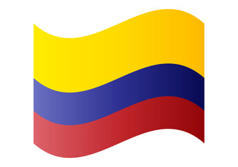 Bandera ondulado de Colombia en fondo blanco
