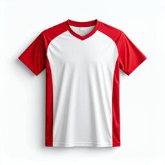 Red and white raglan t-shirt apparel blank template for customization on white background