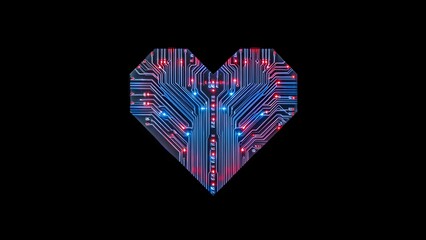 Digital Heartbeat Circuitry Glowing Abstract Background with Neon Lights