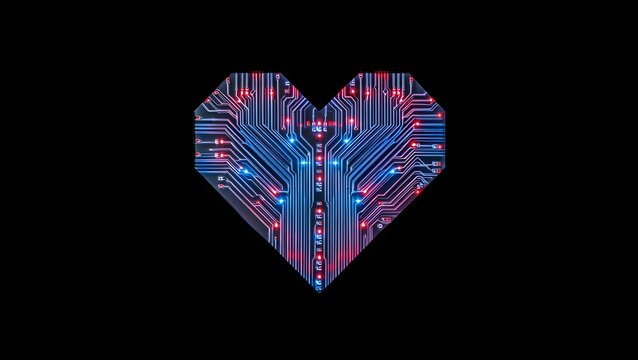 Digital Heartbeat Circuitry Glowing Abstract Background with Neon Lights