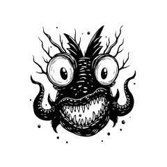 Stylized monster creature design showcasing exaggerated features and a sinister grin in a captivating vector illustration for artwork