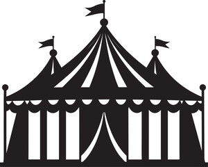 Circus Show Tent Silhouette Vector | Traditional Carnival Illustration