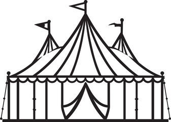 Circus Show Tent Silhouette Vector | Traditional Carnival Illustration