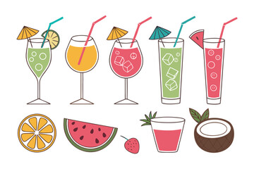 Tropical Refreshments: a vibrant collection of refreshing tropical drinks and fruits