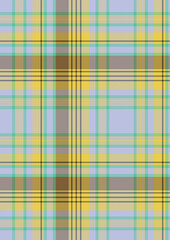 Seamless pastel plaid pattern in yellow, light blue, and brown.  Perfect for textile design and backgrounds.