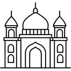 Minimal Mosque Line Art Vector