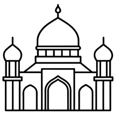 Minimal Mosque Line Art Vector