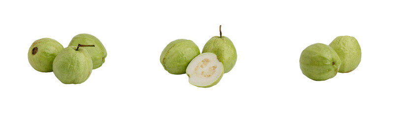 fresh guava fruits isolated on transparent background.