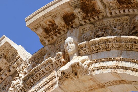 Relief of the goddess Tyche in Ephesus ruins