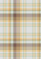 Seamless plaid tartan texture featuring a Scottish checkered fabric design in a colorful green, pink, and yellow illustration