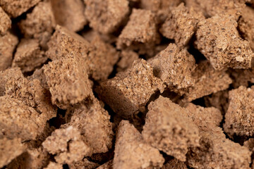 natural cork wood on the table, small pieces of cork bark for domestic use, closeup