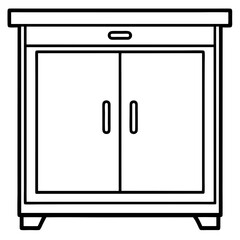 Minimal Kitchen Cabinet – Closed View, Art Vector